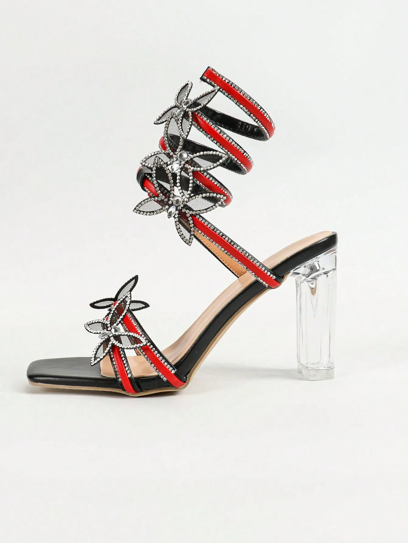 Women's High Heel Butterfly Decorated Sandals, Sexy Summer Wedding Party Shoes, Suitable For Formal Events