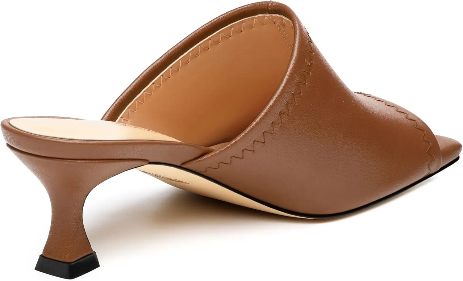 Womens Kitten Heel Open Square Toe Slip-on Sandals Casual Fashion Dress Summer Mules Shoes 2 Inches Heels