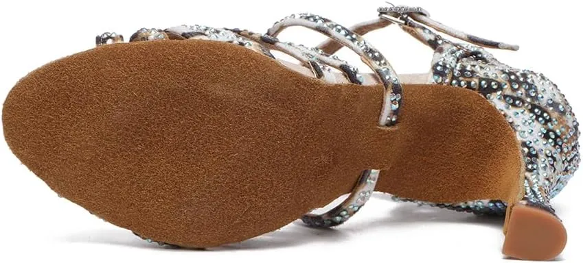 Women's Latin Dance Shoes Rhinestone Salsa Ballroom Professional Performance Dancing Shoes