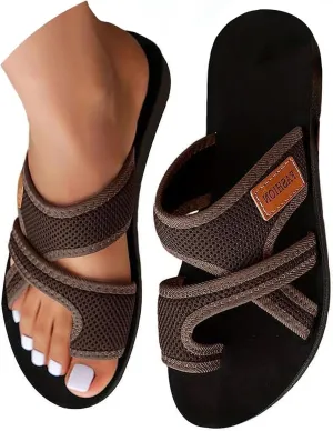 Womens Orthopedic Sandals Hollow Mesh Breathable Slide Slippers with Arch Support Summer Beach Comfy Walking Flip Flops