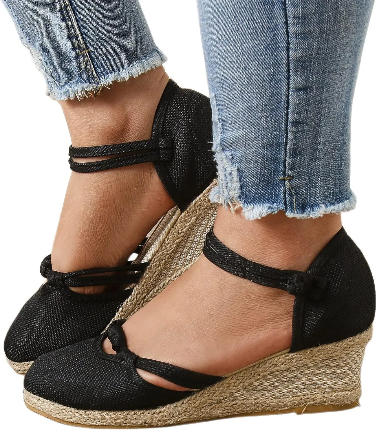 Womens Sandals Ankle Buckle Strap Closed Toe Wedge Sandals Comfortable Anti Slip Casual Non-Slip Dressy Espadrilles Sandal 2025