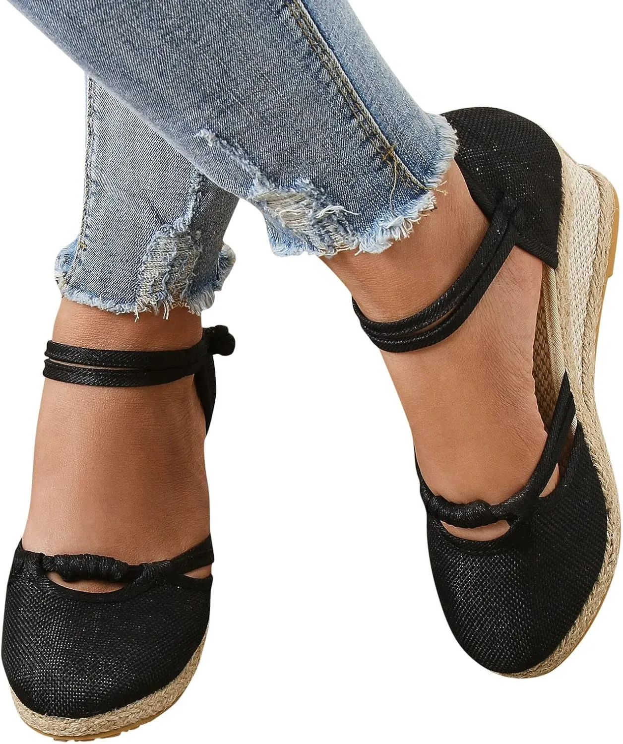 Womens Sandals Ankle Buckle Strap Closed Toe Wedge Sandals Comfortable Anti Slip Casual Non-Slip Dressy Espadrilles Sandal 2025