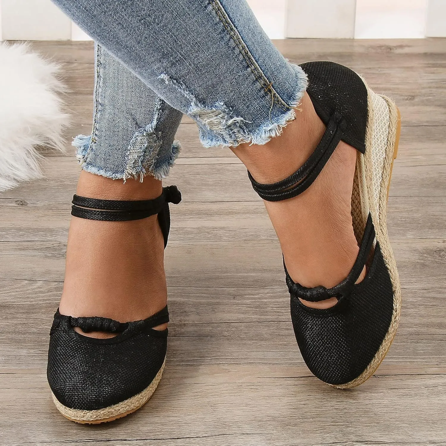 Womens Sandals Ankle Buckle Strap Closed Toe Wedge Sandals Comfortable Anti Slip Casual Non-Slip Dressy Espadrilles Sandal 2025