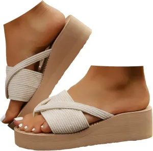 Women's Slippers With Thick Soles Flat Heels Tassels And Imitation Jute Rope In A Closed Toe Sandals for Women with Heel Comfortable Beach Vacation Travel Walking Party Dress Sandals