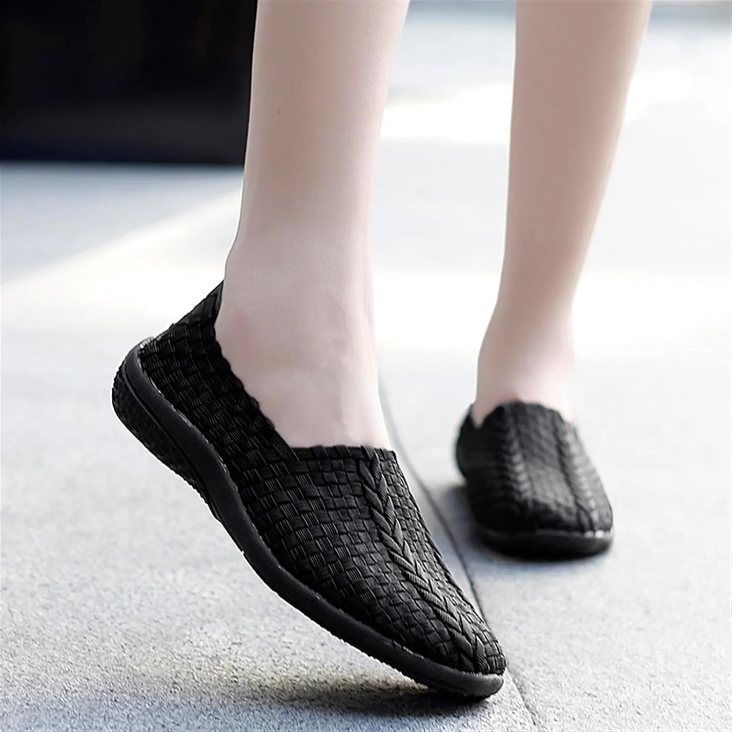 Women's Walking Shoes, Breathable Lightweight Comfortable and Soft Casual Workout Sneakers, Slip on Summer Sneaker, Non-Slip Nursing Walking Fitness Shoes Black