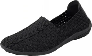 Women's Walking Shoes, Breathable Lightweight Comfortable and Soft Casual Workout Sneakers, Slip on Summer Sneaker, Non-Slip Nursing Walking Fitness Shoes Black