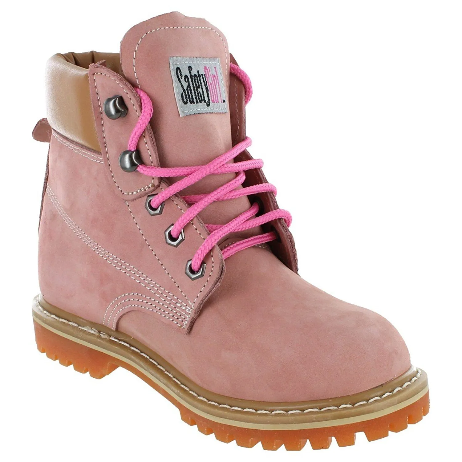 Womens Work Boots | Waterproof Leather Work Boots for Women | Oil & Slip-Resistant Soft Toe Boots for Women | Premium Nubuck Leather | Lightweight and Comfortable | Pink Leather - 6.5W