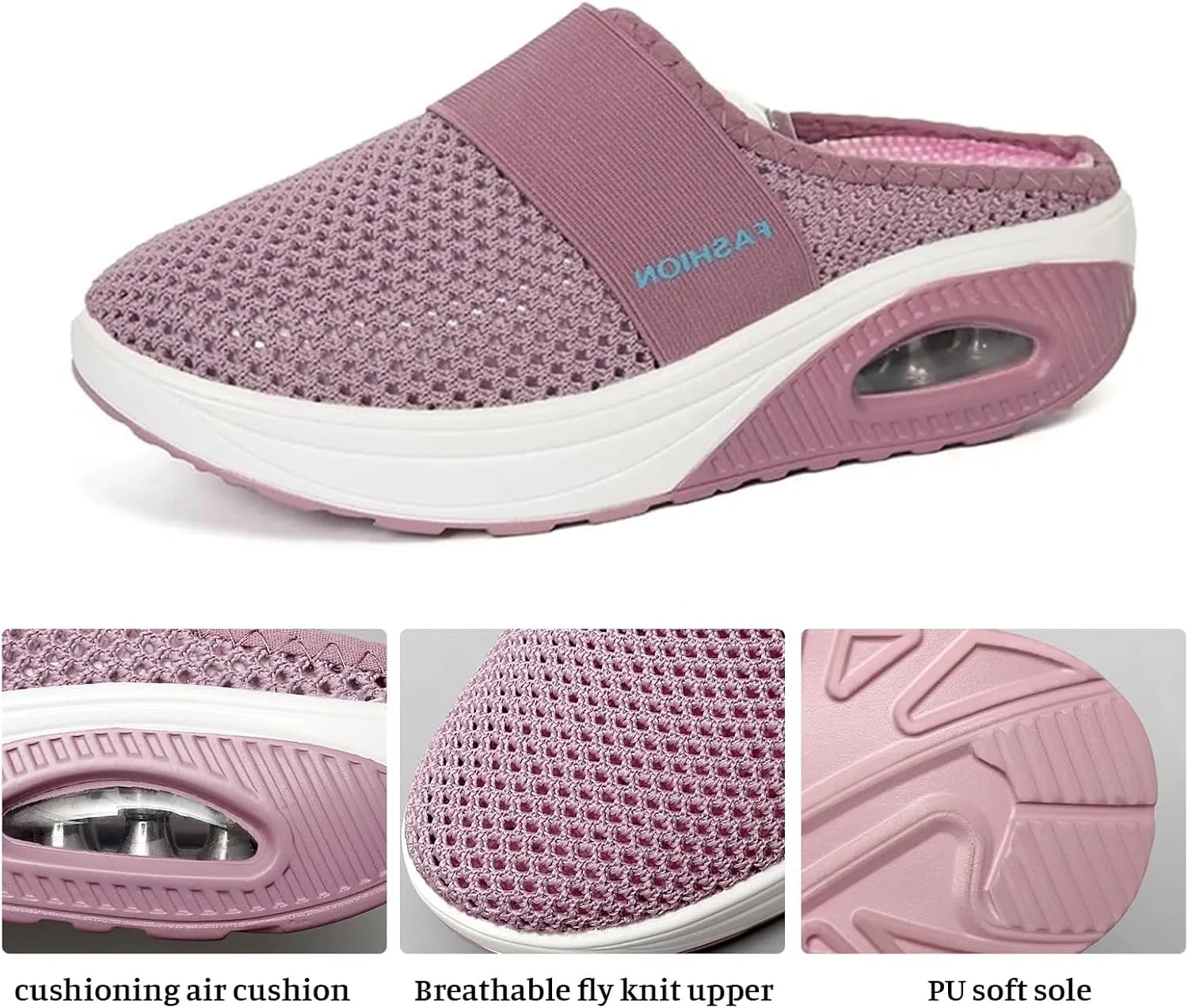 Womens Woven Orthopedic Breathable Soft Shoes Walking Cushion Arch Support Open Back Slippers Closed Toe Slides Outdoor Comfort Shoes Air Cushion Loafers