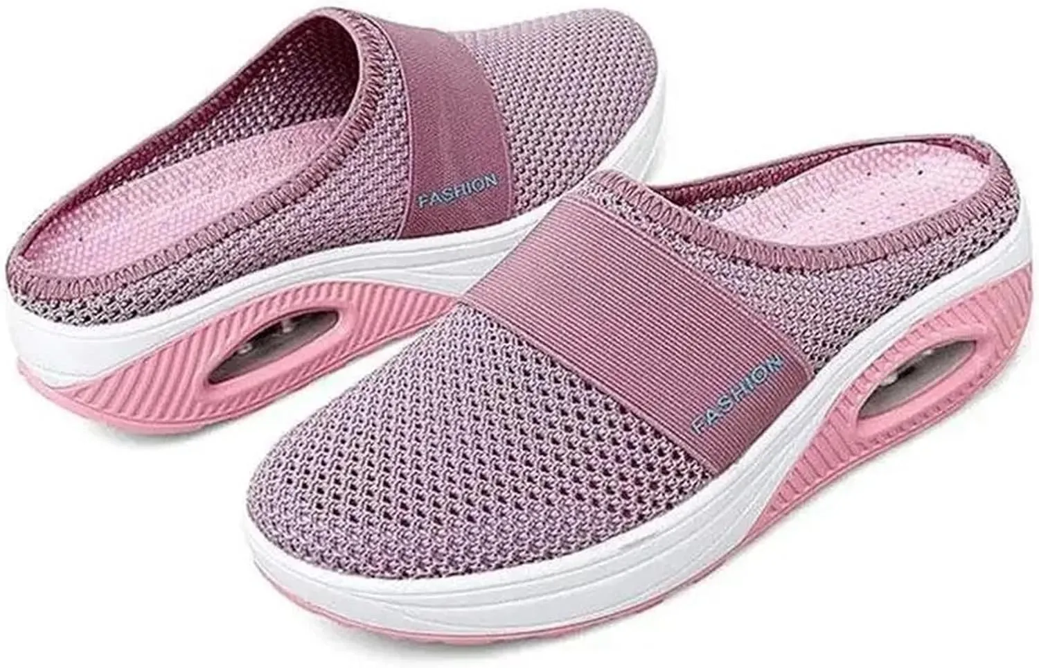 Womens Woven Orthopedic Breathable Soft Shoes Walking Cushion Arch Support Open Back Slippers Closed Toe Slides Outdoor Comfort Shoes Air Cushion Loafers