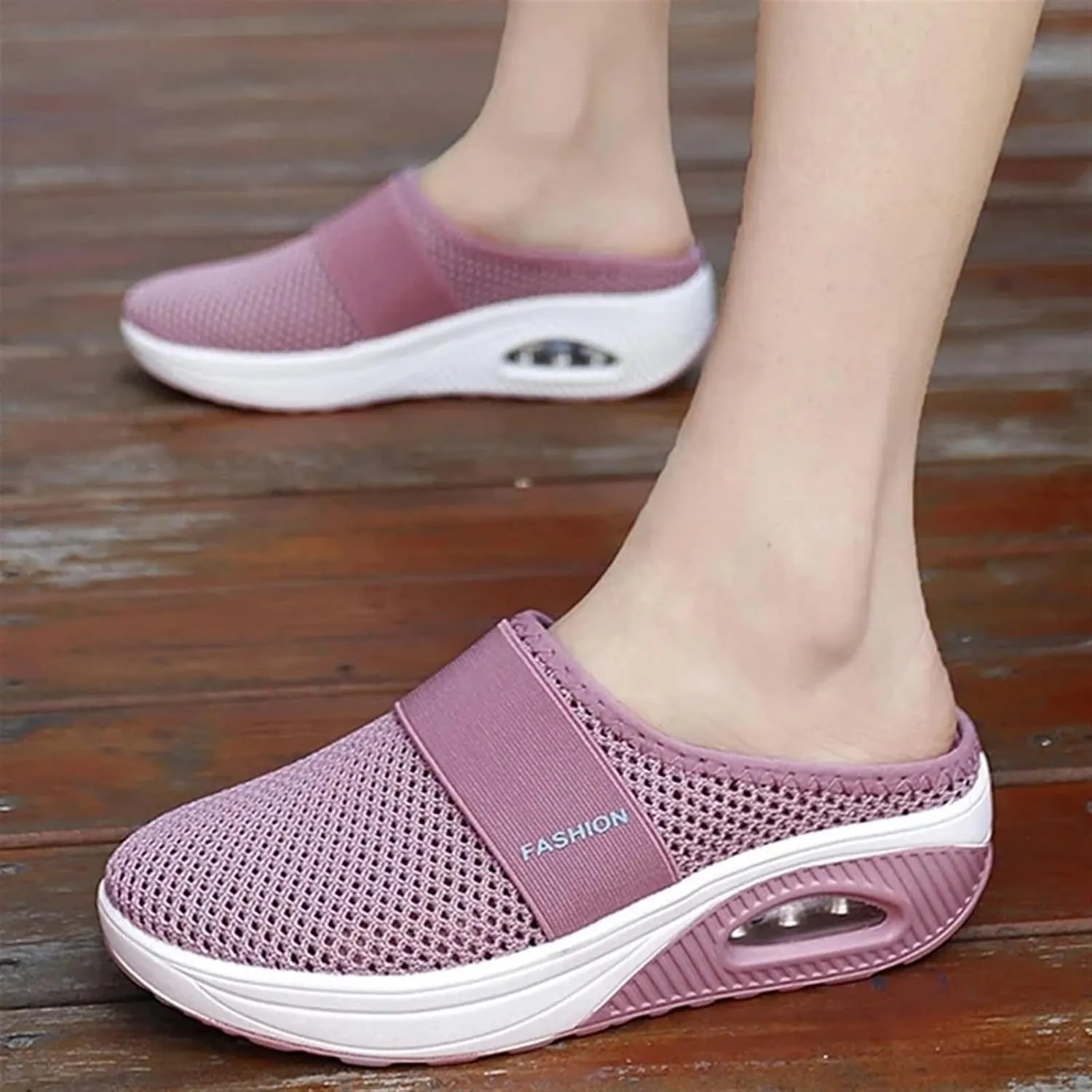 Womens Woven Orthopedic Breathable Soft Shoes Walking Cushion Arch Support Open Back Slippers Closed Toe Slides Outdoor Comfort Shoes Air Cushion Loafers